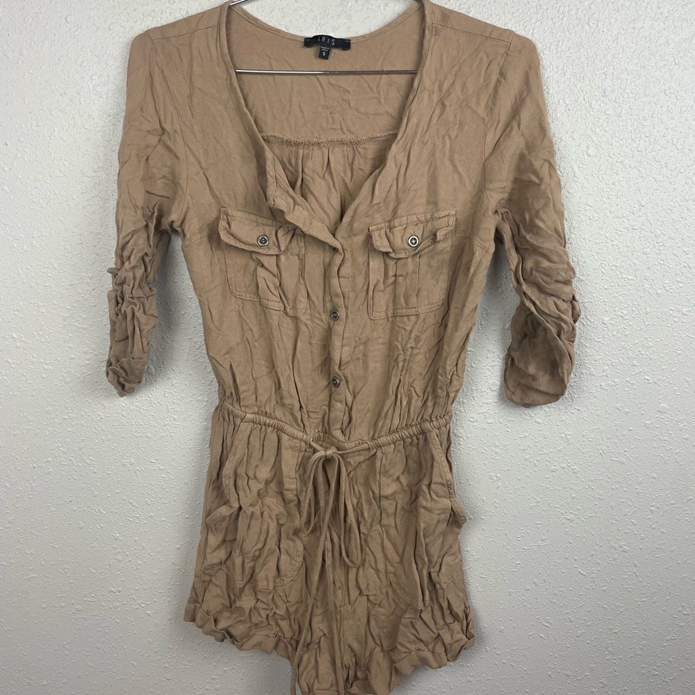 Pre-Owed Iris Womens Brown/Tan Shorts Romper Size S